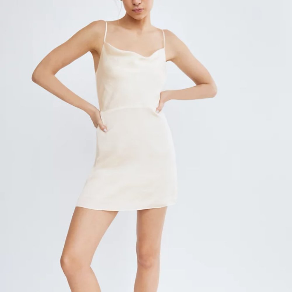 Aritzia Sunday Best Spencer Satin cowl-neck mini dress